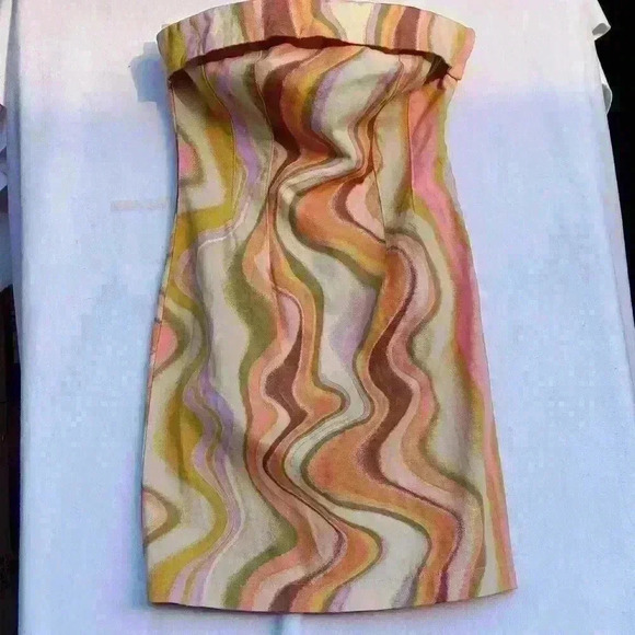 Womens XXS mini dress Wild fable NWT party boho artsy watercolor convertible str - Picture 2 of 6